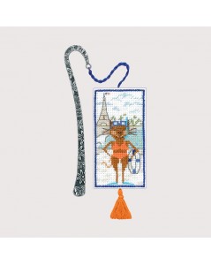 Counted cross stitch embroidery kit. Cat swimmer bookmark. Le Bonheur des Dames 4622