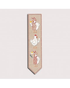 Bookmark embroidered with traditional embroidery stitches. Chickens, hens. Le Bonheur des Dames 4714