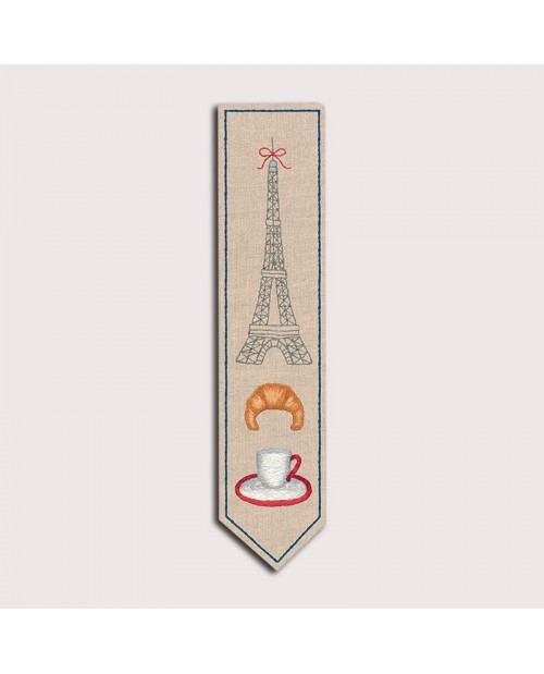 Bookmark with the Eiffel Tower. Printed design. Satin stitch embroidery. 4711