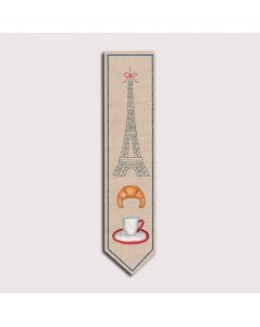 Bookmark with the Eiffel Tower. Printed design. Satin stitch embroidery. 4711
