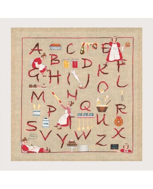 Alphabet Madame Cuisine. Counted cross stitch embroidery kit. Item n° 2667. Le Bonheur des Dames.