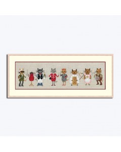 Counted cross stitch embroidery kit. Parisian Cats Frieze. Item n° 1090