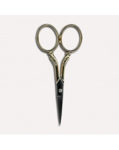 Embroidery scissors, gold coloured handles. Size 9 cm with sharp point. Item CI1119. Le Bonheur des Dames.