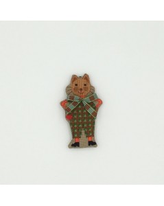 Chat en tartan vert pomme. Broderie. 2638.