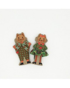 Couple of cats dressed in apple green tartans. Embroideries to suspend. Le Bonheur des Dames.