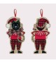 Black cat in red Christmas tartan costume. Decorative suspension to cross stitch. Le Bonheur des Dames 2640