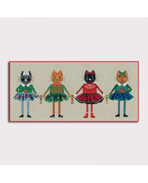 Four cats in skirts. Counted cross stitch kit. 2644. Le Bonheur des Dames