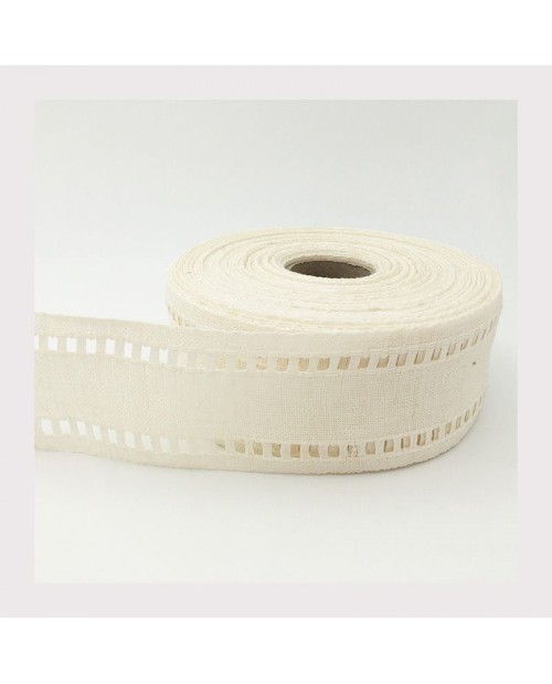 Roll of linen embroidery band, 11 threads/cm, edge open-work, a jour. Le Bonheur des Dames