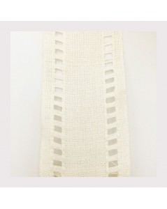 Piece of a jour open-work embroidery band. White linen. Le Bonheur des Dames