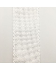 6 point/cm Aida band. 100% cotton. White, 5 cm wide.