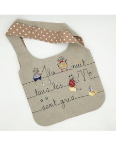 Assembled bag with printed motive Cats. To stitch by traditional embroidery. Le Bonheur des Dames 2910_M