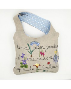Linen bag sewn with printed floral design. To stitch by traditional embroidery. Le Bonheur des Dames. 2911_M