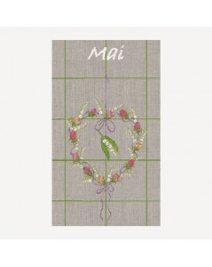 Tea-towel May heart. Motive lily of the valley and other may flowers. Le Bonheur des Dames TL05