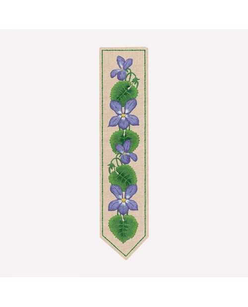 Printed bookmark to stitch with traditional embroidery stitches. Motive - mauve flowers, clematis. Le Bonheur des Dames 4718