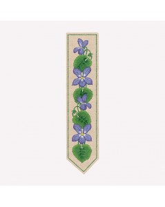 Printed bookmark to stitch with traditional embroidery stitches. Motive - mauve flowers, clematis. Le Bonheur des Dames 4718