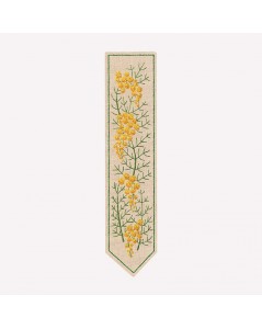 Printed bookmark to stitch with traditional embroidery stitches. Motive - flowers, mimosas. Le Bonheur des Dames 4721