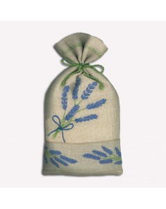 Linen pouch with embroidered lavender branches. Le Bonheur des Dames