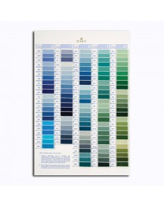 DMC Color catalogue. Samples of DMC threads. W100B. Variation, pearl, metallic, cotton. Blue, green