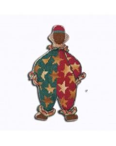 Mister Clown in red and green costume with yellow stars. Decorative suspension to embroider. Le Bonheur des Dames 2670