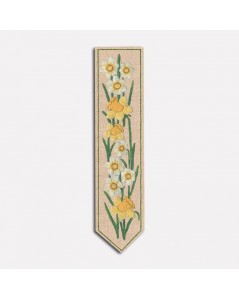 Marque-page imprimé à broder façon traditionnelle. Motif fleurs Narcisses. Le Bonheur des Dames. 4722
