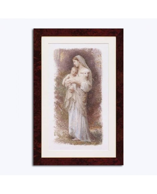 The Blessed Virgin Mary. The Virgin with the child and the lamb. Counted cross stitch embroidery kit. Thea Gouverneur G0560