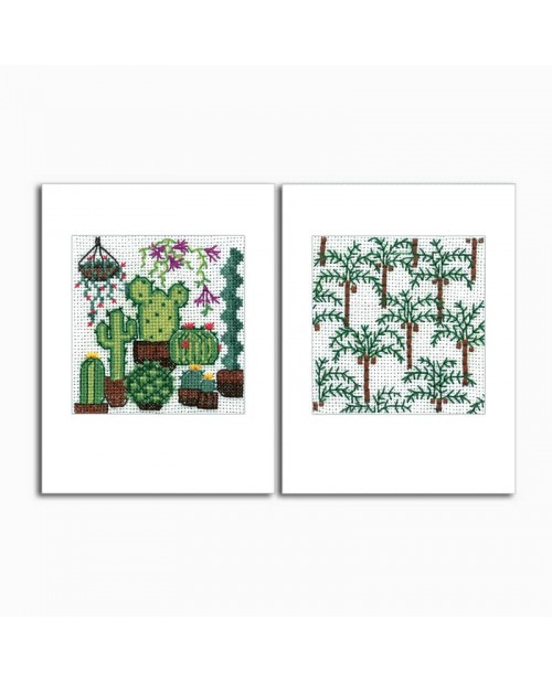 2 Cartes de vœux avec motifs végétales, à broder sur toile Aida 8 pts/cm. Le Bonheur des Dames 7536 2 Cartes de vœux avec motifs végétales, à broder sur toile Aida 8 pts/cm. Le Bonheur des Dames 7536