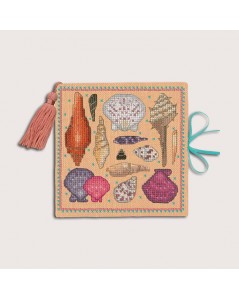 Needle case - book with felt pages. Salmon linen cover to stitch.  Motive - sea shells. Le Bonheur des Dames 3475