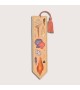 Bookmark to stitch by cross stitch on salmon color even-weave linen. Motive: seashells. Le Bonheur des Dames 4586
