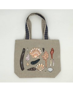 Hand painted linen bag. Seashells. Le Bonheur des Dames SPEL1