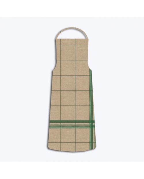 Linen apron with green grid pattern. Le Bonheur des dames