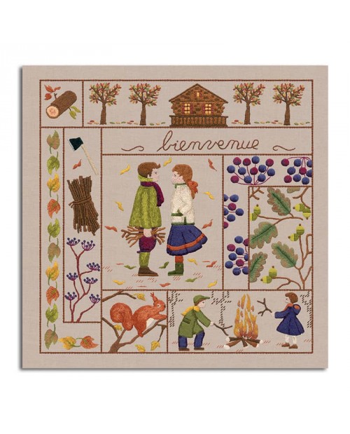 Bienvenue Novembre. Kit imprimé à broder de façon traditionnelle. Le Bonheur des Dames. 7711