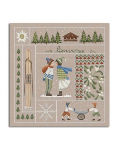 Welcome Januray. Printed design to stitch with traditional embroidery stitches. Le Bonheur des Dames. 7701