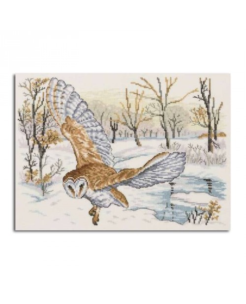 Kit De Broderie Au Point De Croix Heritage Crafts - Chouette Effraie Sur Toile Aida 14ct (CFBO1483)