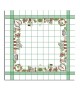 Tablecloth with vegetables. White linen with green grid. Counted cross stitch embroidery. Le Bonheur des Dames. 140 x 140 cm