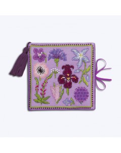 Needle case - book with felt pages. Lilac linen cover to stitch.  Motive - lilac and blue flowers. Le Bonheur des Dames 3476