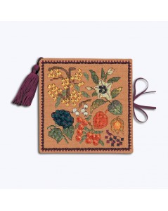 Needle case - book with felt pages. Orange linen cover to stitch.  Motive - yellow and orange flowers. Le Bonheur des Dames 3478