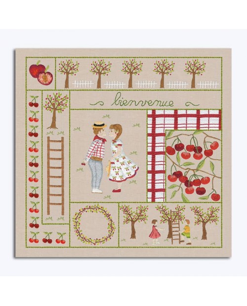 Welcome June. Printed design to stitch with traditional embroidery stitches. Le Bonheur des Dames. 7706