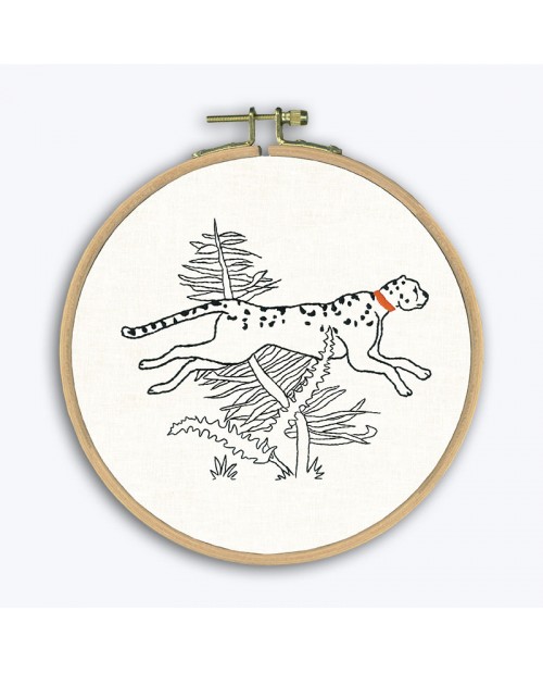 Kit broderie imprimé, broderie traditionnelle. La course du guépard. Le Bonheur des Dames 1550