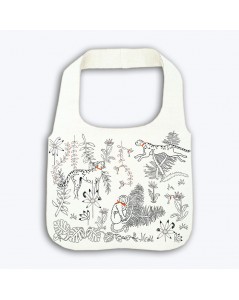 Traditional embroidery linen handbag. Motif: the jungle and the animals. Le Bonheur des Dames 2921