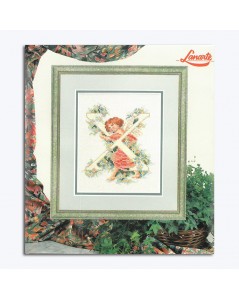 Letter X cherub. Counted cross stitch embroidery. Lanarte 33995
