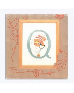 Letter Q teddy bear. Counted cross stitch embroidery. Lanarte 34250