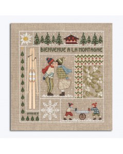 Welcome January. Counted cross stitch embroidery kit on Aida fabric. Design by Cecile Vessire for Le Bonheur des Dames 2650