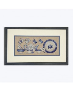 Blue and white dishes. Coutend cross stitch. Embroidered picture. Le Bonheur des Dames 1081