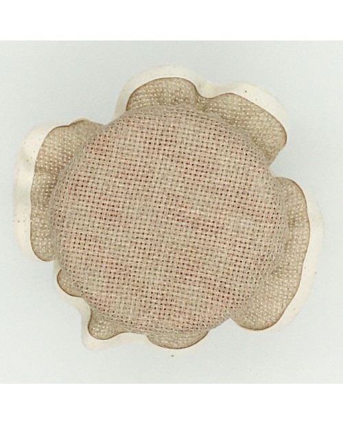 Capuchon de pot de confiture en Aïda de lin avec bord ivoire. PCAL2