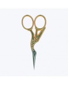 Gilded gold-colored scissors in a form of a stork, for embroidery works. Le Bonheur des Dames CICH6