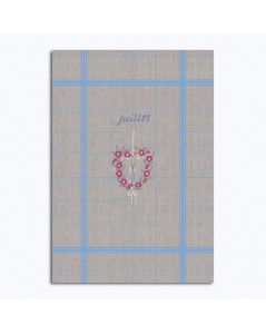 Tea towel July to cross stitch. Heart of flowers. TL07 Le Bonheur des Dames