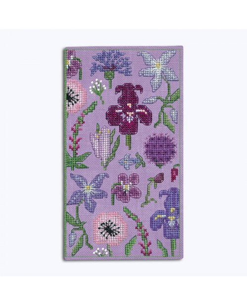 Etui à lunettes Mauves. Kit broderie point de croix. Référence 3241. Le Bonheur des Dames