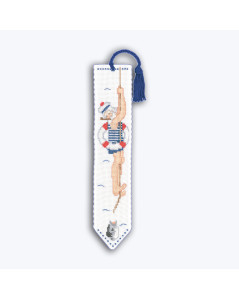 Bookmark - Seaman with fish. Embroidered by cross stitch. Le Bonheur des Dames 4554