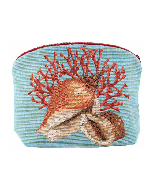 Blue case with seashells and corals. Jacquard pattern. Art de Lys TR5159T