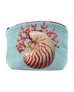 Tapestry case reverse side. Pattern seashells and corals on blue background. Jacquard pattern. Art of Lys TR5159T